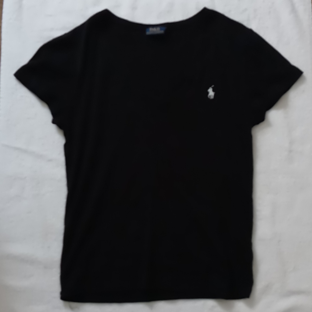 Used Womens Ralph Lauren V Neck Blk Polo Shirt